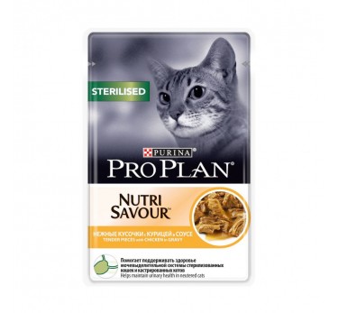 ПРО ПЛАН Влажный корм Purina Pro Plan для стерилизованных кошек и кастрированных котов, курица, пауч, 85 г